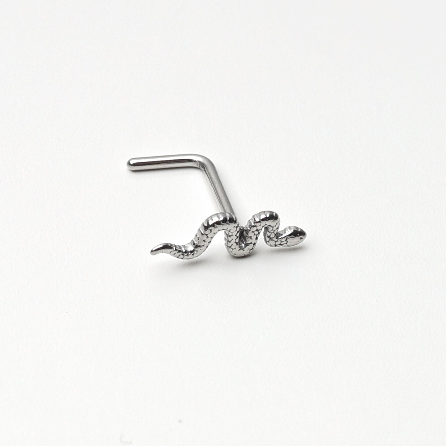 Snake Nose Stud, Stainless Steel L Shaped Nose Stud, For Nose Piercings, Nostril Studs