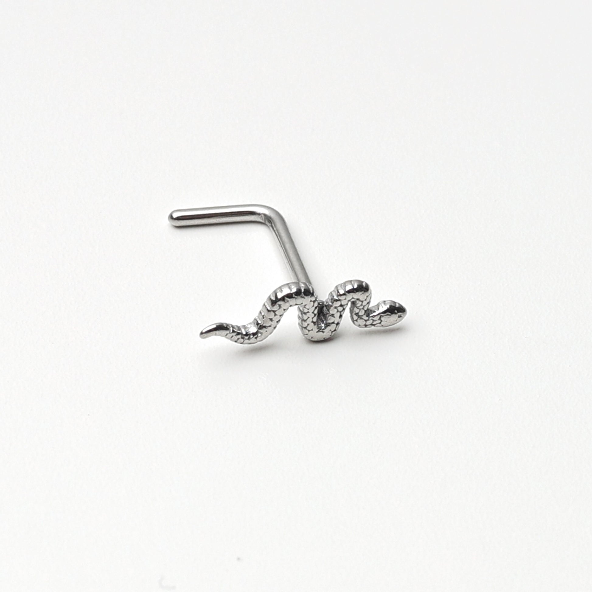 Snake Nose Stud, Stainless Steel L Shaped Nose Stud, For Nose Piercings, Nostril Studs