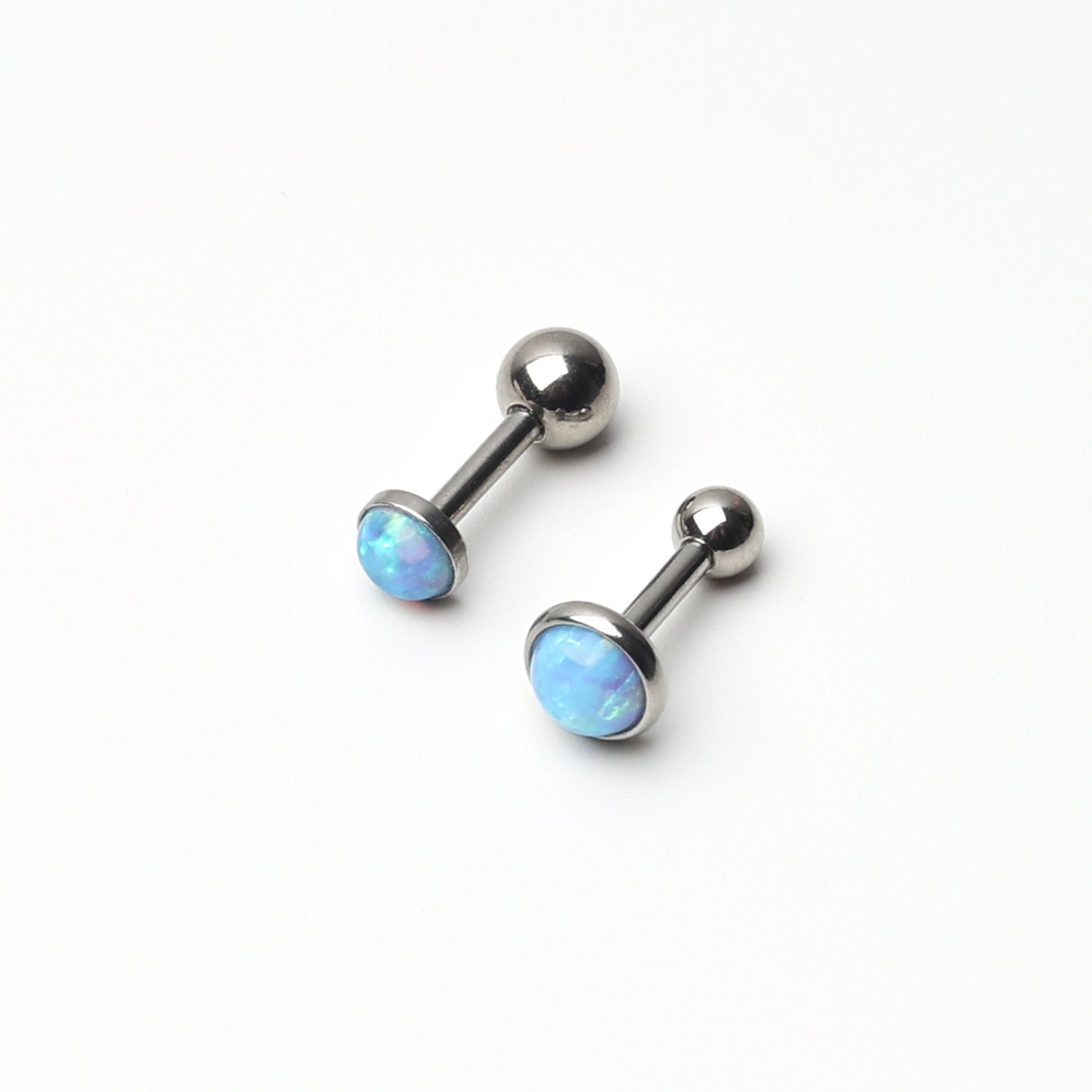 Tiny Blue Opal Screw Back Earrings in Stainless Steel, Small Opal Stud, Blue Opal Screw Back Earrings, Fire Opal