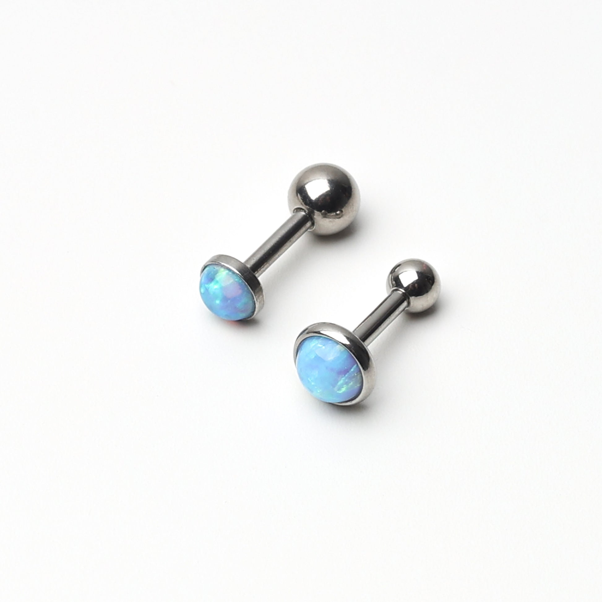 Tiny Blue Opal Screw Back Earrings in Stainless Steel, Small Opal Stud, Blue Opal Screw Back Earrings, Fire Opal