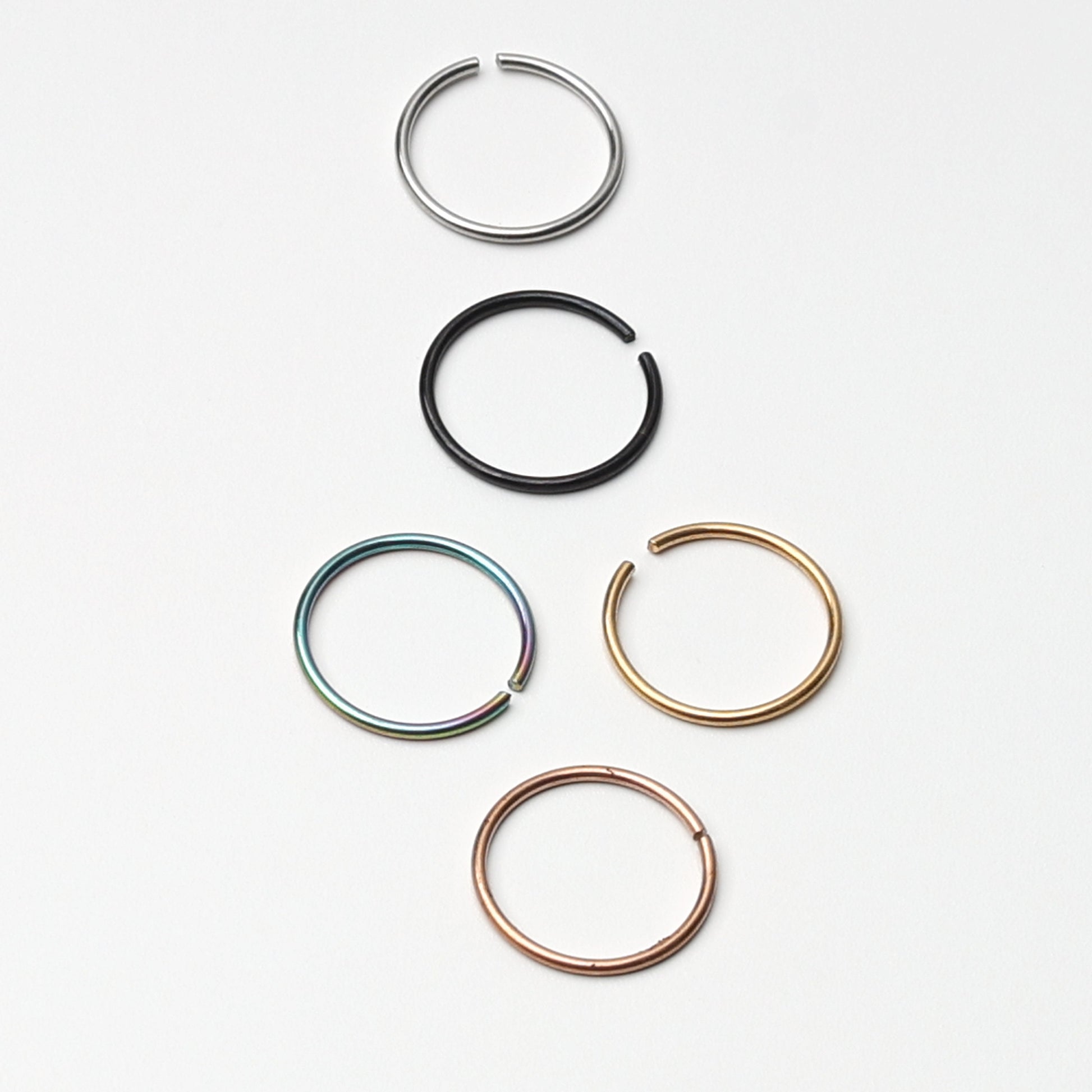 Nose Ring Hoop Varieties, Small Nose Hoop, Large Nose Ring, Subtle Hoops, 20 gauge 0.8mm nose ring, Seamless Hoops, Gold Hoop Nose Jewelry