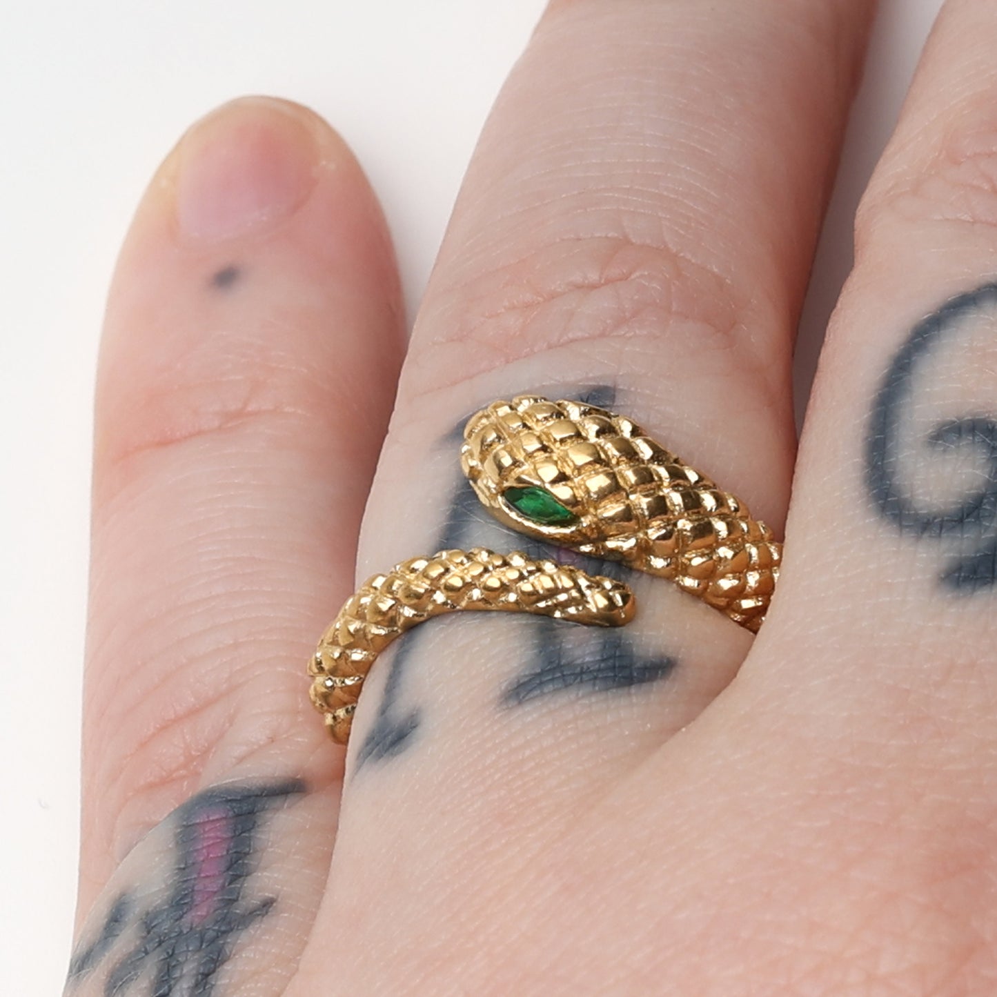 Snake Ring, Size 7 Wrap Around Ring, Stainless Steel Chunky Snake Ring, Gold Serpent Ring, Simple Ring, Gift For Her