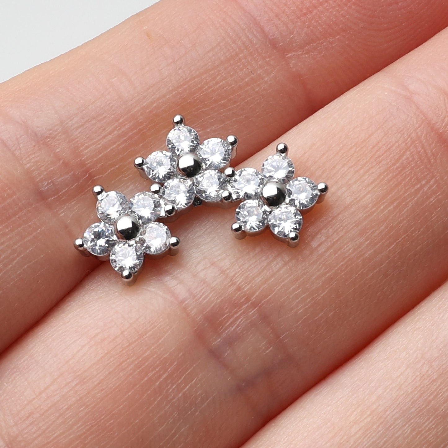 Jewelled Earrings, Screw Back, Helix Jewelry, Conch Piercing, Labret Bars, Flower, Stars