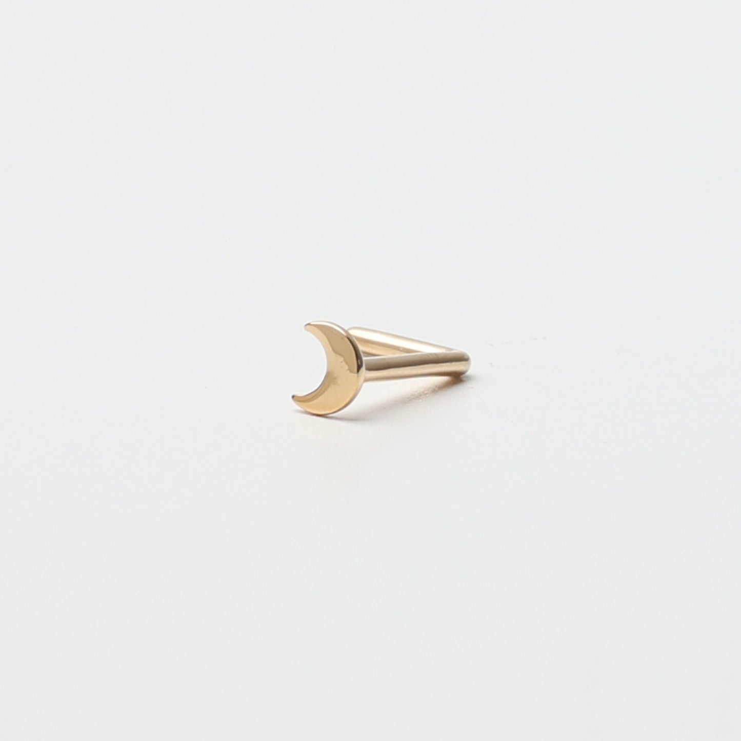 14K Solid Gold Nose Stud Moon, L Shaped Nose Jewelry, Tiny Nose Stud, Small Nose Stud, Dainty Nose Ring, Nose Piercing Ring 20G 0.8mm