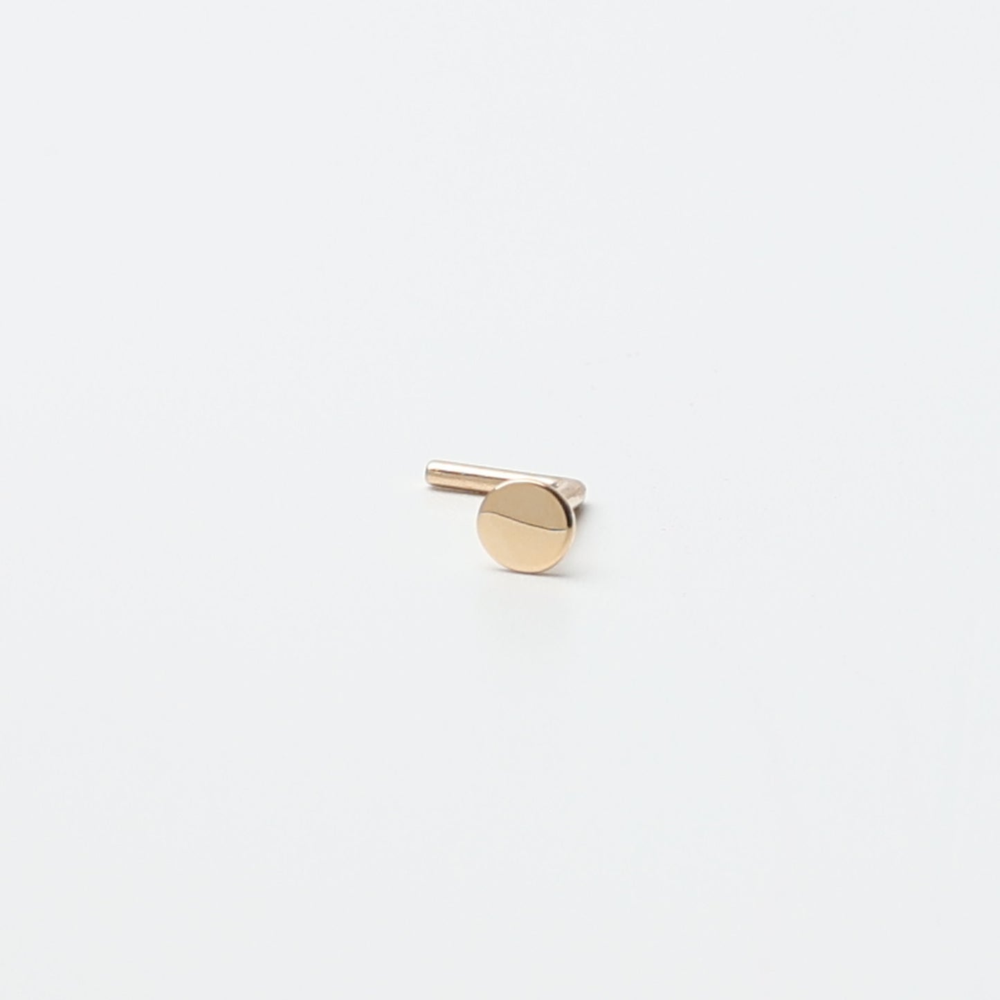 Disk Nose Stud, 14K Solid Gold, L Shaped Nose Jewelry, Tiny Nose Stud, Small Nose Stud, Dainty Nose Ring, Flat Nose Piercing Ring 20G 0.8mm