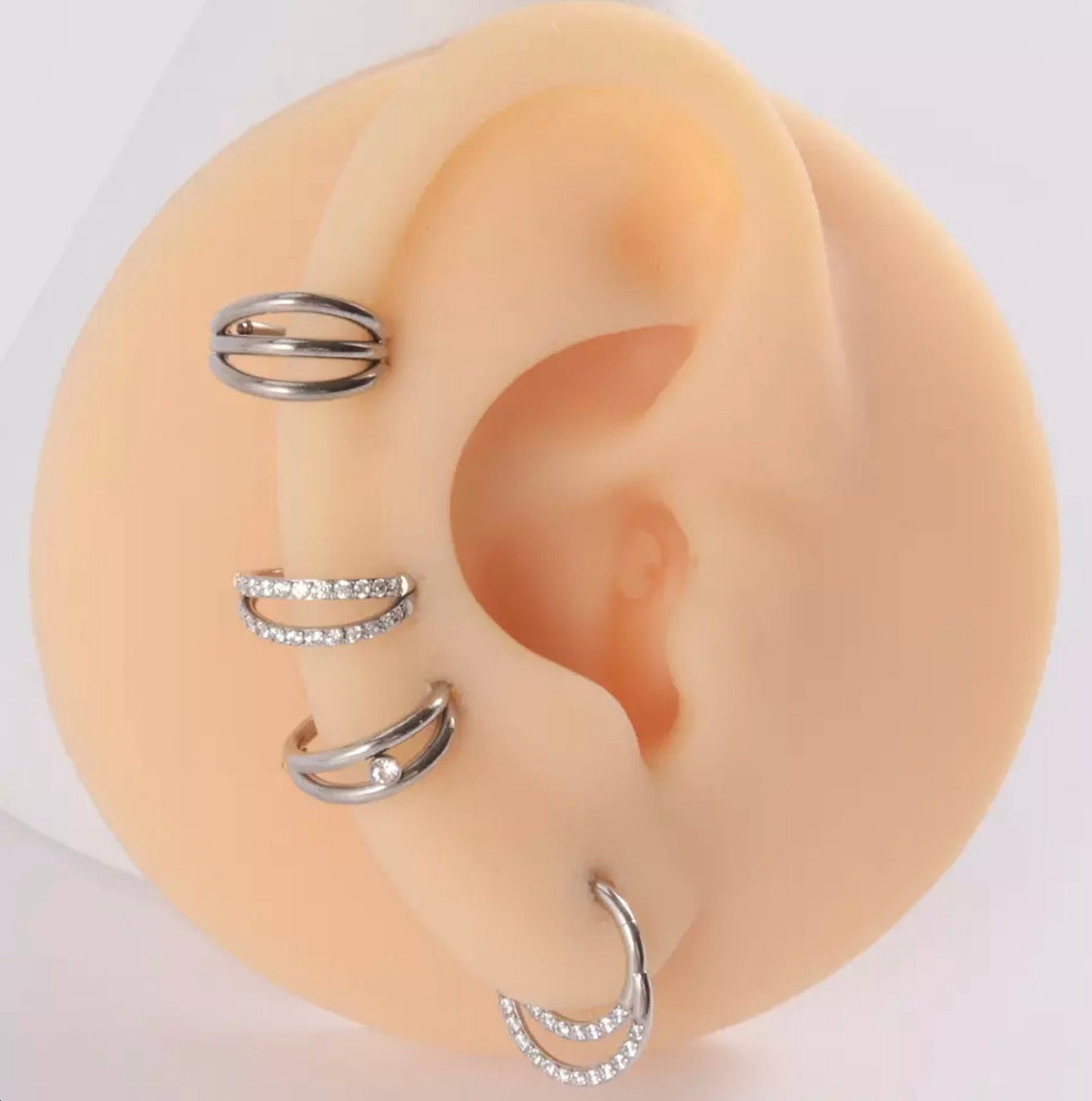 Triple Hoop Titanium Clicker, Septum Clicker, Nose Ring, Jewelled Earring, Cartilage Hoop, Helix Piercing, Unique Septum Ring