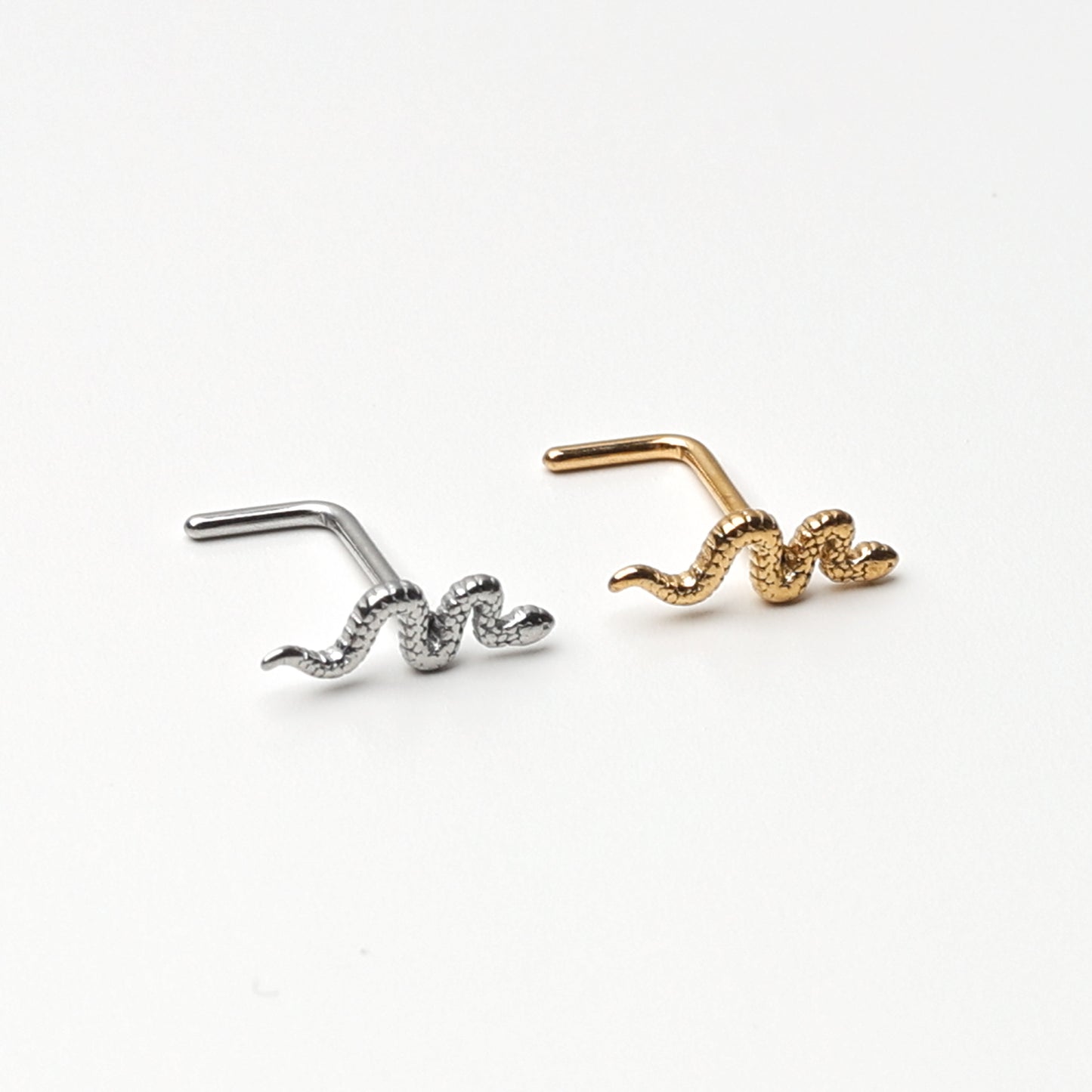 Snake Nose Stud, Stainless Steel L Shaped Nose Stud, For Nose Piercings, Nostril Studs