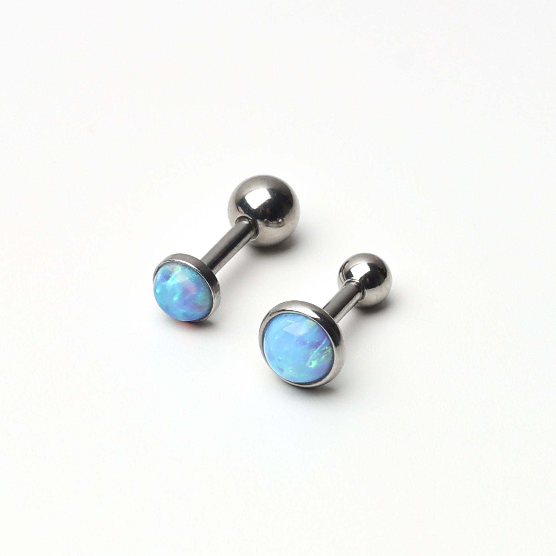 Tiny Blue Opal Screw Back Earrings in Stainless Steel, Small Opal Stud, Blue Opal Screw Back Earrings, Fire Opal