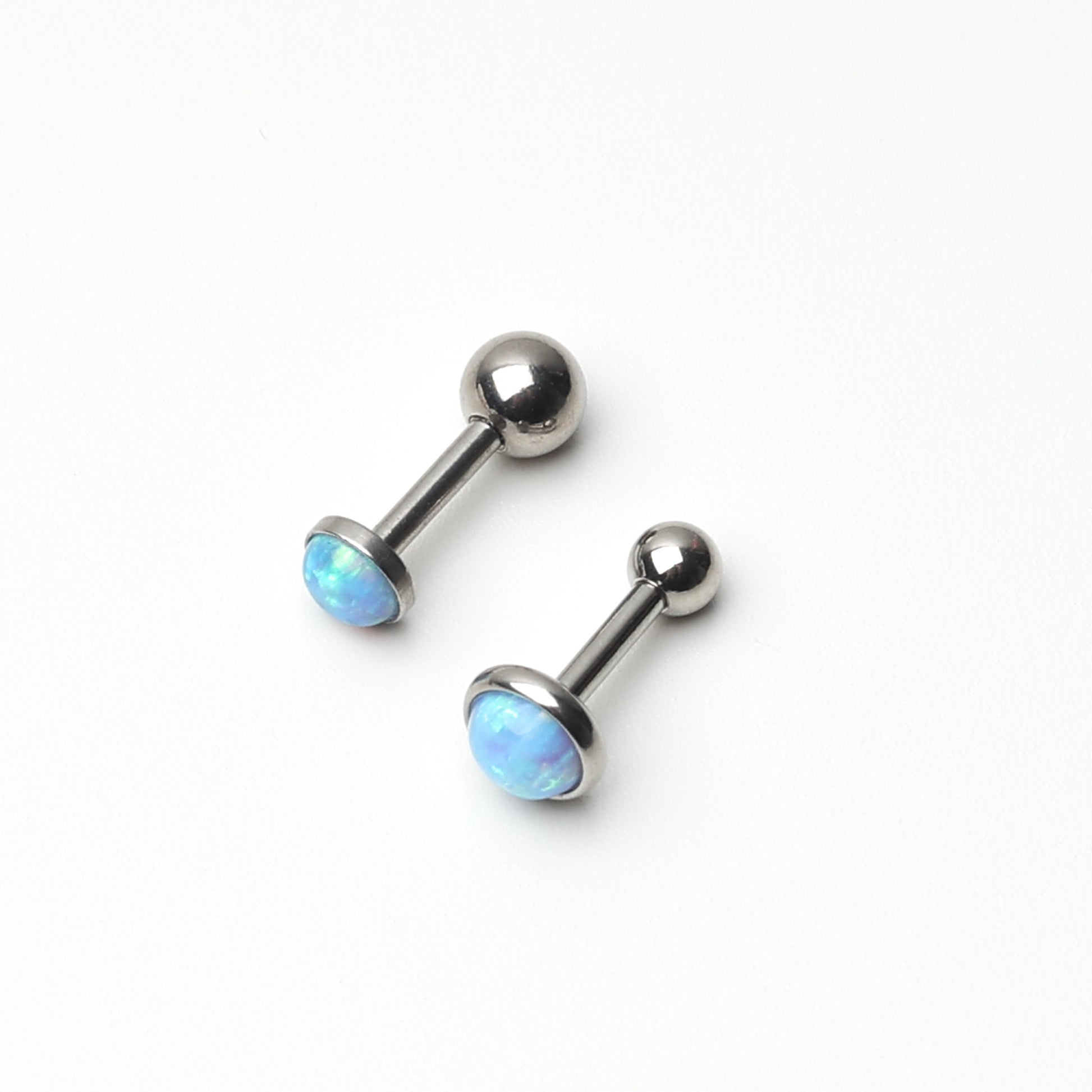 Tiny Blue Opal Screw Back Earrings in Stainless Steel, Small Opal Stud, Blue Opal Screw Back Earrings, Fire Opal