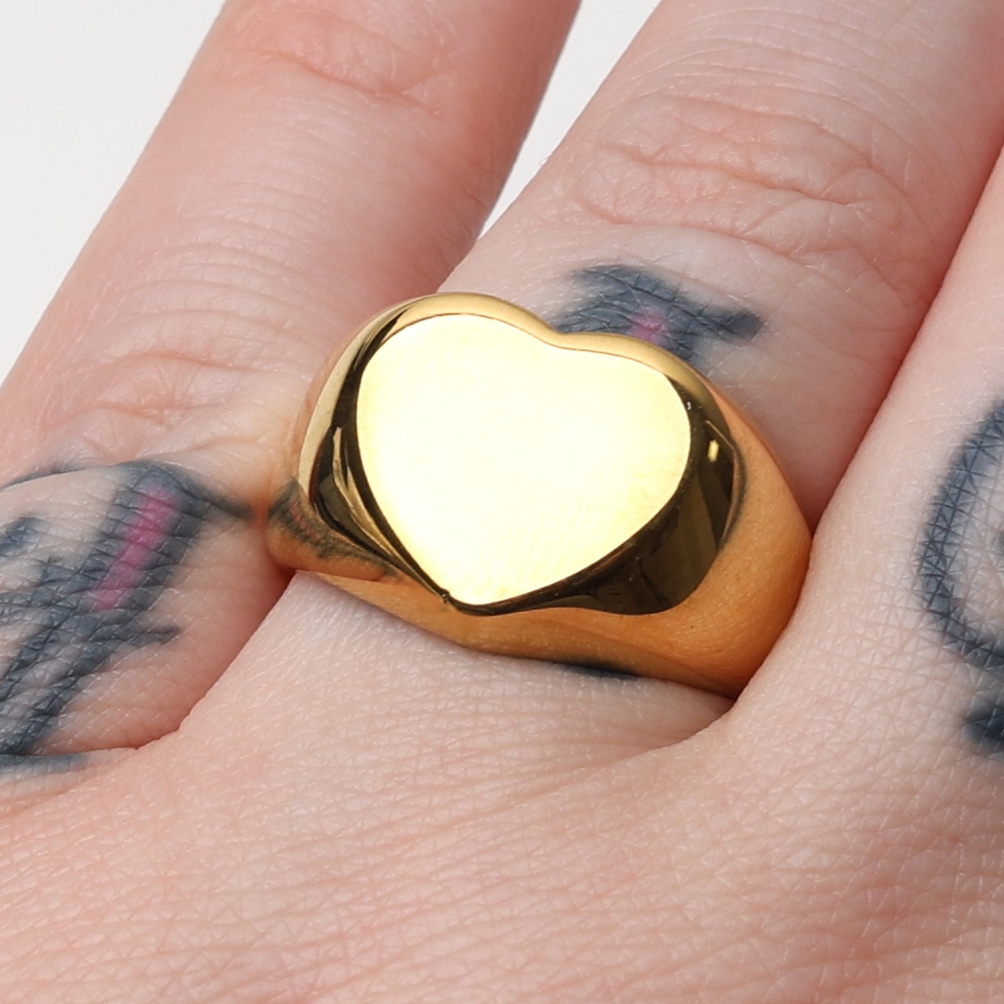 Heart Ring, Chunky Heart Ring, Stainless Steel Heart Ring, Heart Promise Ring, Love Ring, Gold Ring, Simple Ring, Gift for Her, Signet Ring