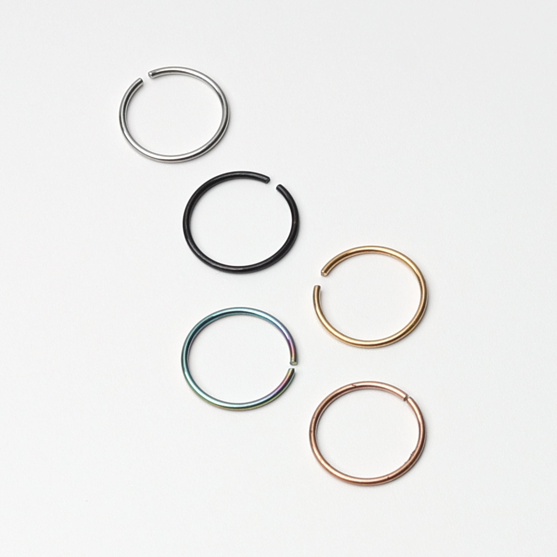 Nose Ring Hoop Varieties, Small Nose Hoop, Large Nose Ring, Subtle Hoops, 20 gauge 0.8mm nose ring, Seamless Hoops, Gold Hoop Nose Jewelry