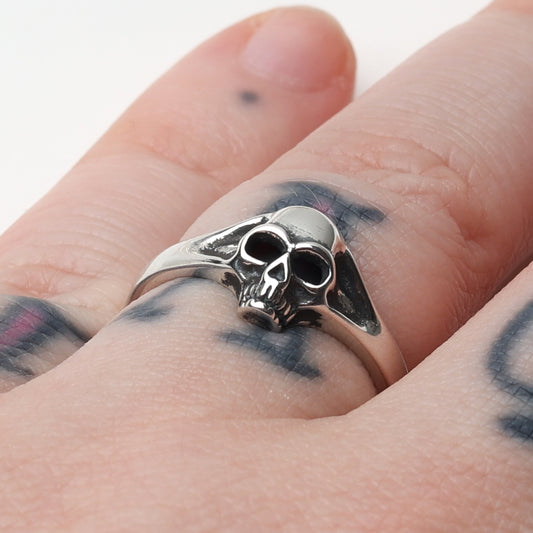 Sterling Silver Skull Ring, Tiny Silver Skull Ring, Minimalist, Minimal, 925, Goth Ring, Biker, Alternative