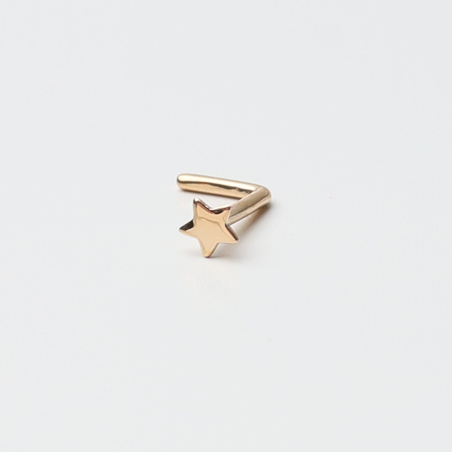 14K Solid Gold Nose Stud Star, L Shaped Nose Jewelry, Tiny Nose Stud, Small Nose Stud, Dainty Nose Ring, Nose Piercing Ring 20G 0.8mm