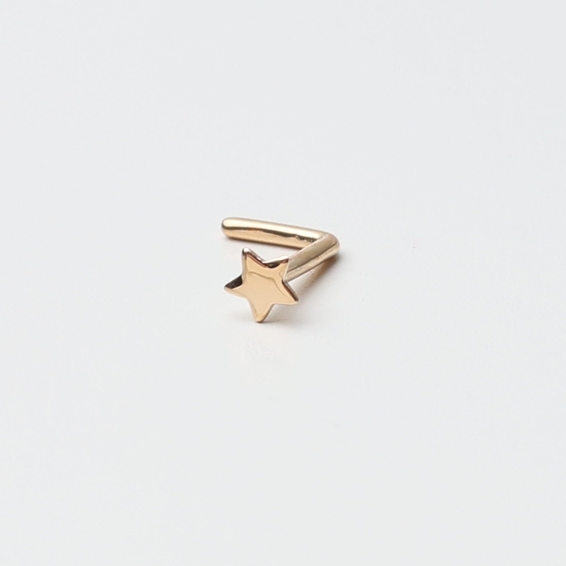 14K Solid Gold Nose Stud Star, L Shaped Nose Jewelry, Tiny Nose Stud, Small Nose Stud, Dainty Nose Ring, Nose Piercing Ring 20G 0.8mm