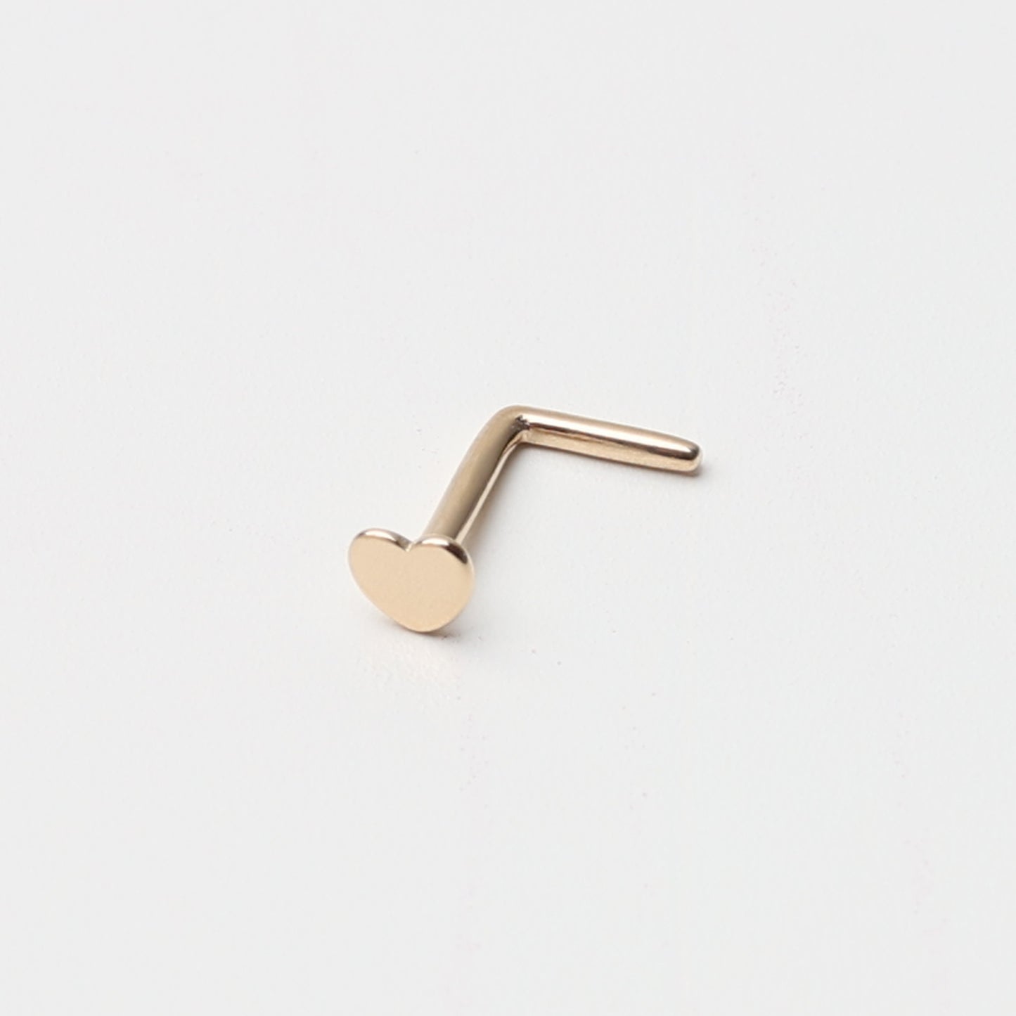 14K Solid Gold Nose Stud Heart, L Shaped Nose Jewelry, Tiny Nose Stud, Small Nose Stud, Dainty Nose Ring, Nose Piercing Ring 20G 0.8mm