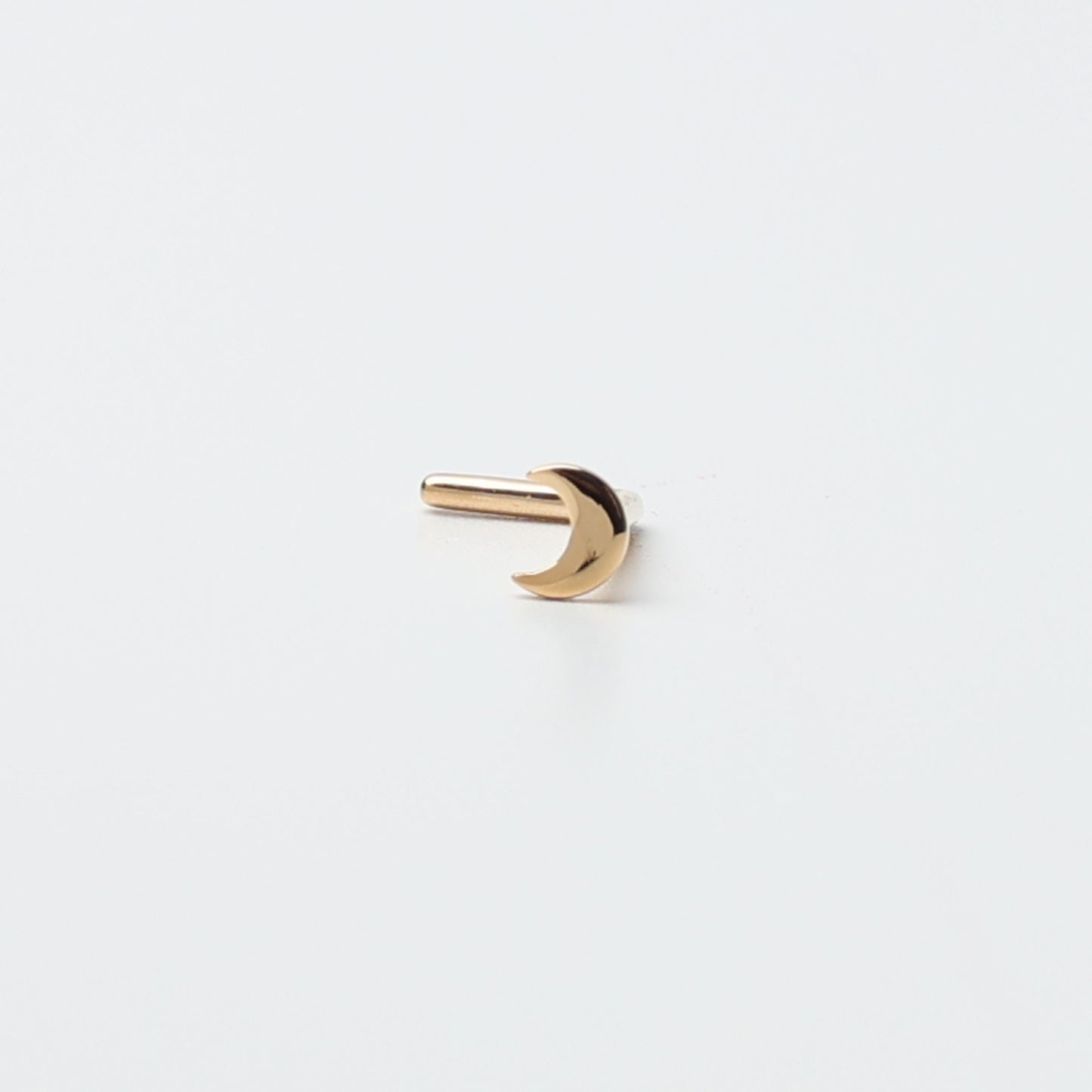 14K Solid Gold Nose Stud Moon, L Shaped Nose Jewelry, Tiny Nose Stud, Small Nose Stud, Dainty Nose Ring, Nose Piercing Ring 20G 0.8mm