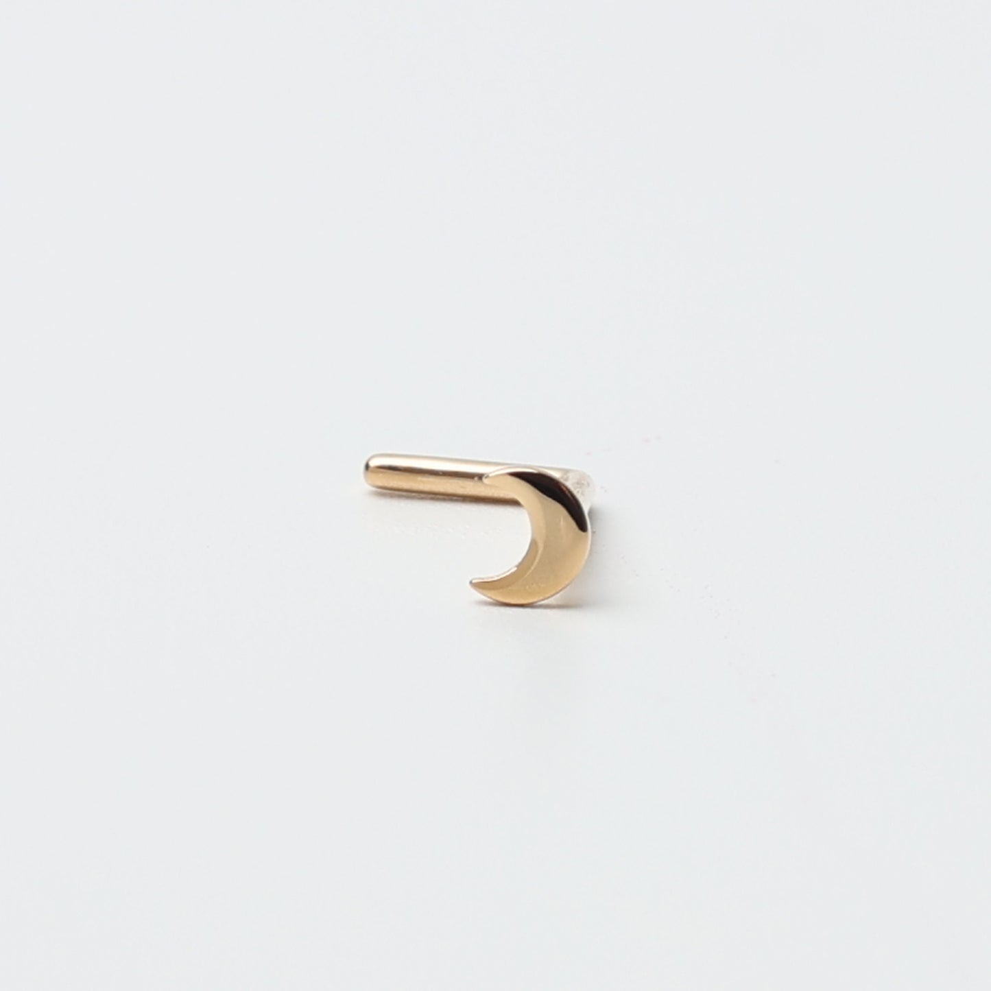 14K Solid Gold Nose Stud Moon, L Shaped Nose Jewelry, Tiny Nose Stud, Small Nose Stud, Dainty Nose Ring, Nose Piercing Ring 20G 0.8mm