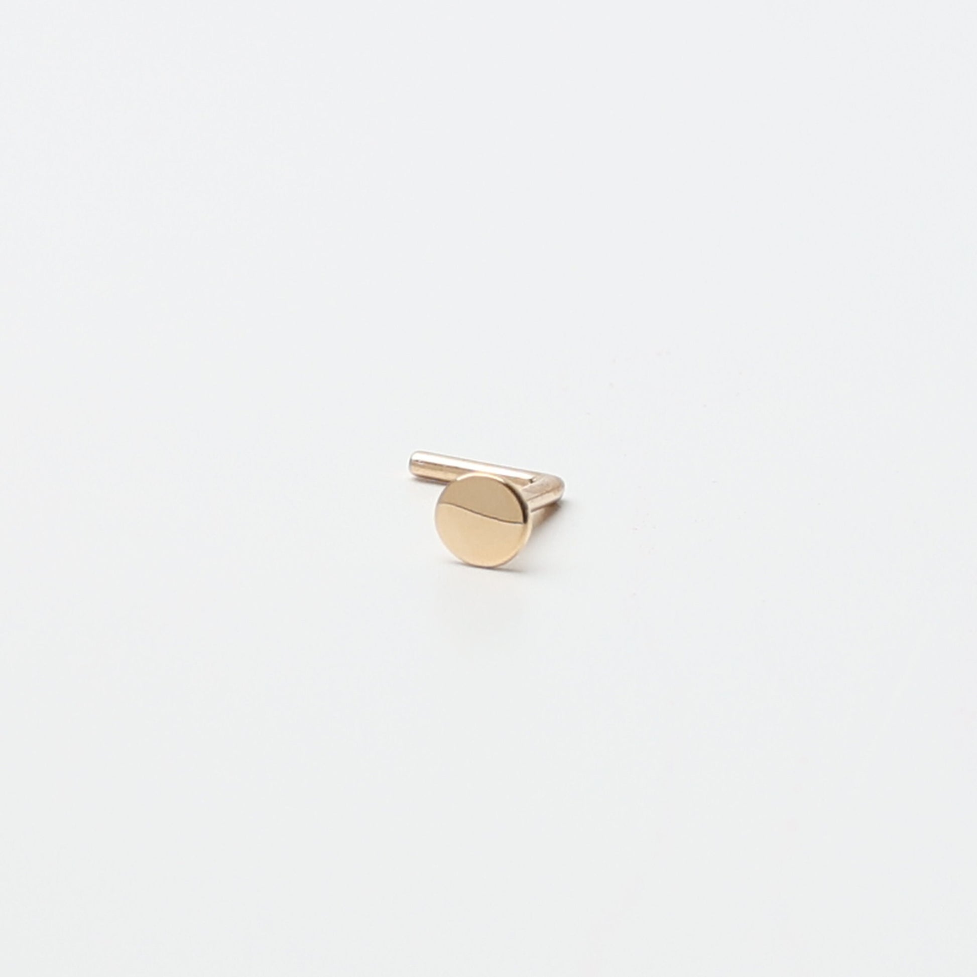 Disk Nose Stud, 14K Solid Gold, L Shaped Nose Jewelry, Tiny Nose Stud, Small Nose Stud, Dainty Nose Ring, Flat Nose Piercing Ring 20G 0.8mm