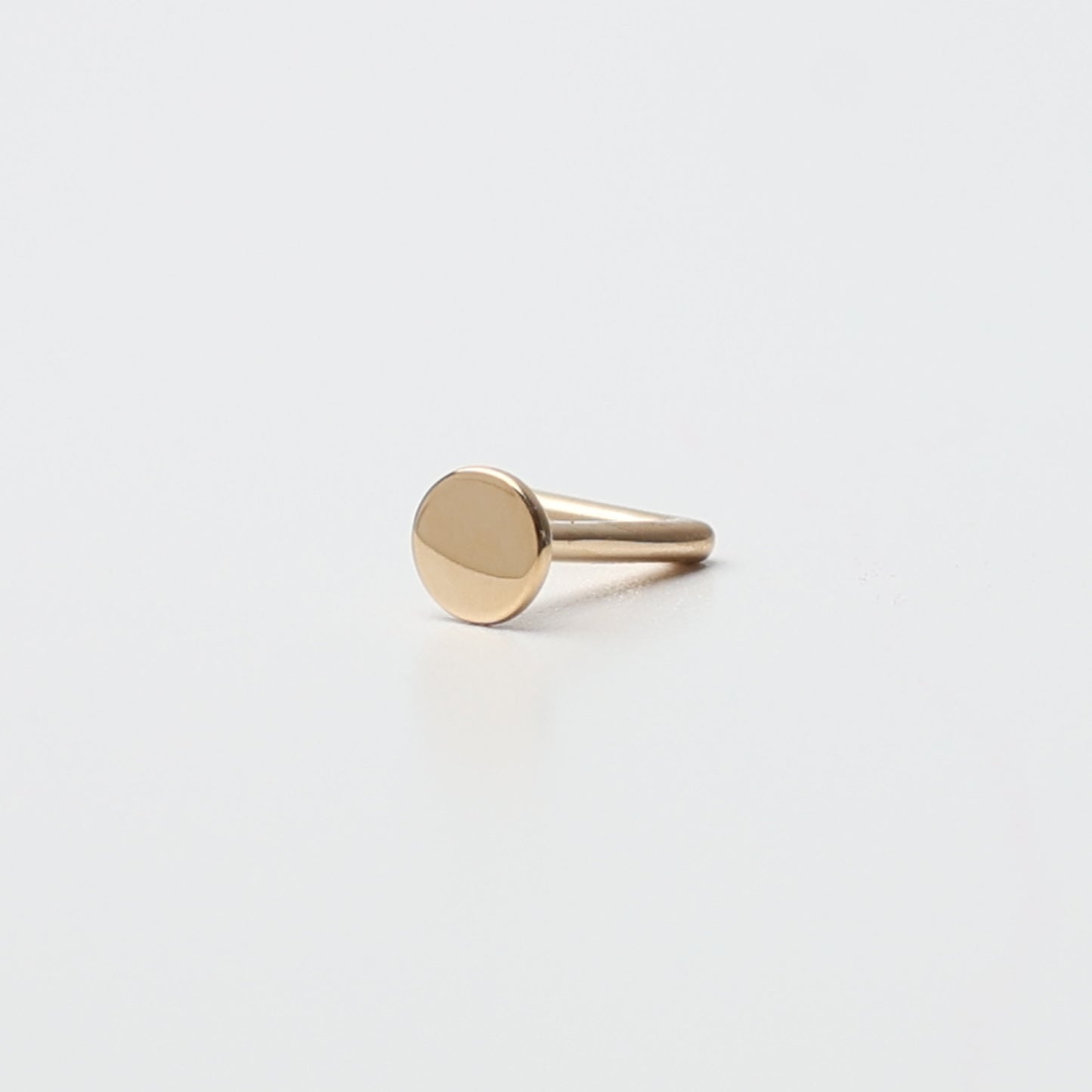 Disk Nose Stud, 14K Solid Gold, L Shaped Nose Jewelry, Tiny Nose Stud, Small Nose Stud, Dainty Nose Ring, Flat Nose Piercing Ring 20G 0.8mm