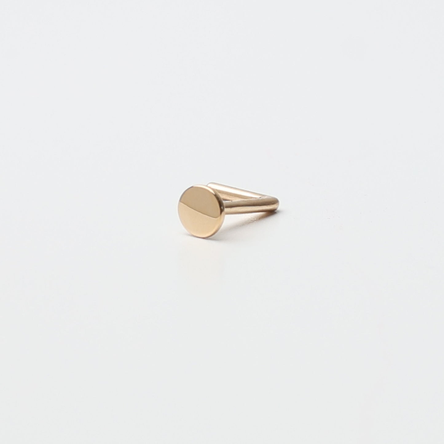 Disk Nose Stud, 14K Solid Gold, L Shaped Nose Jewelry, Tiny Nose Stud, Small Nose Stud, Dainty Nose Ring, Flat Nose Piercing Ring 20G 0.8mm