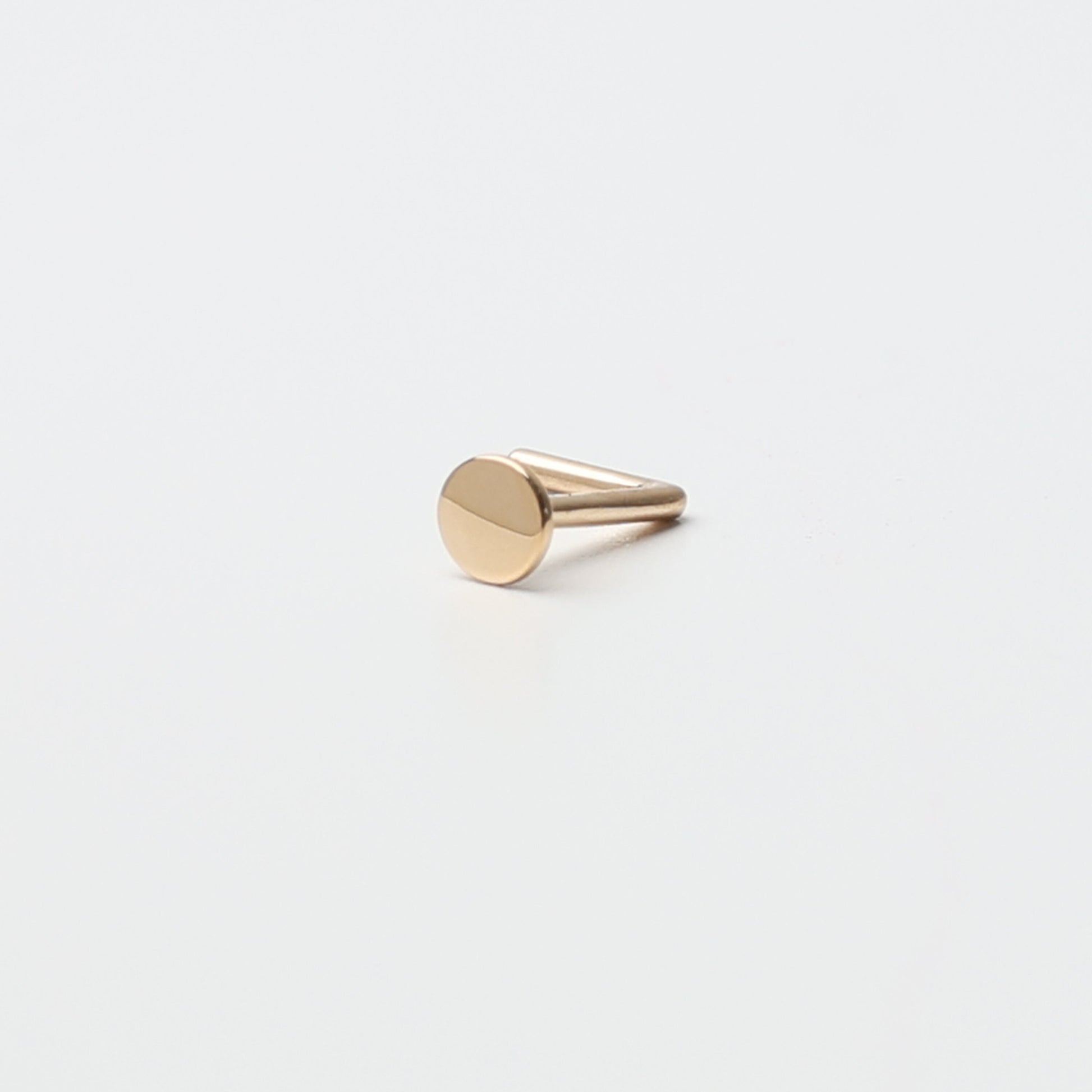 Disk Nose Stud, 14K Solid Gold, L Shaped Nose Jewelry, Tiny Nose Stud, Small Nose Stud, Dainty Nose Ring, Flat Nose Piercing Ring 20G 0.8mm