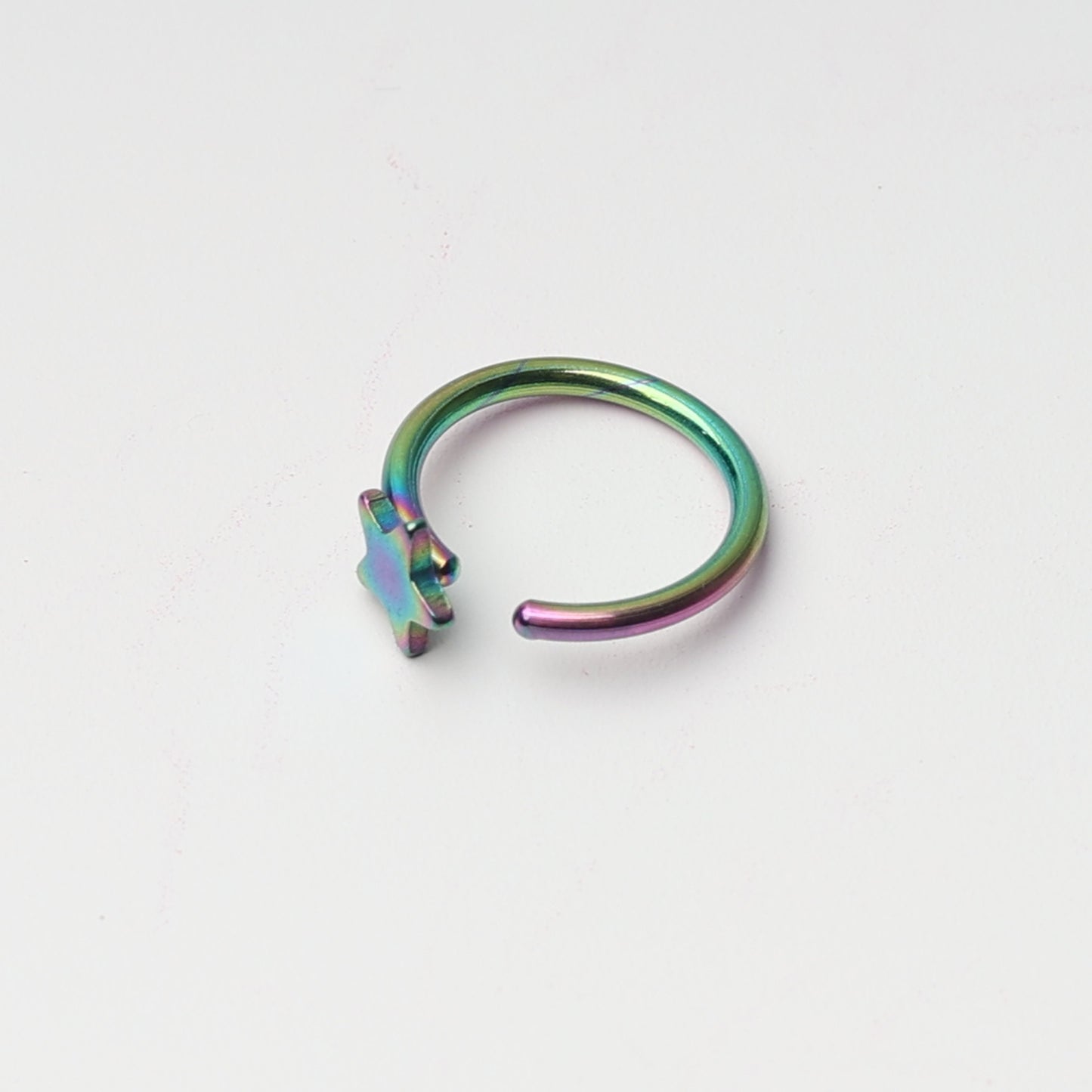 16G 1.2mm Open Nose Ring with Star Design, 316L Surgical Steel, 8mm Diameter - Basic Nose Piercing Hoop