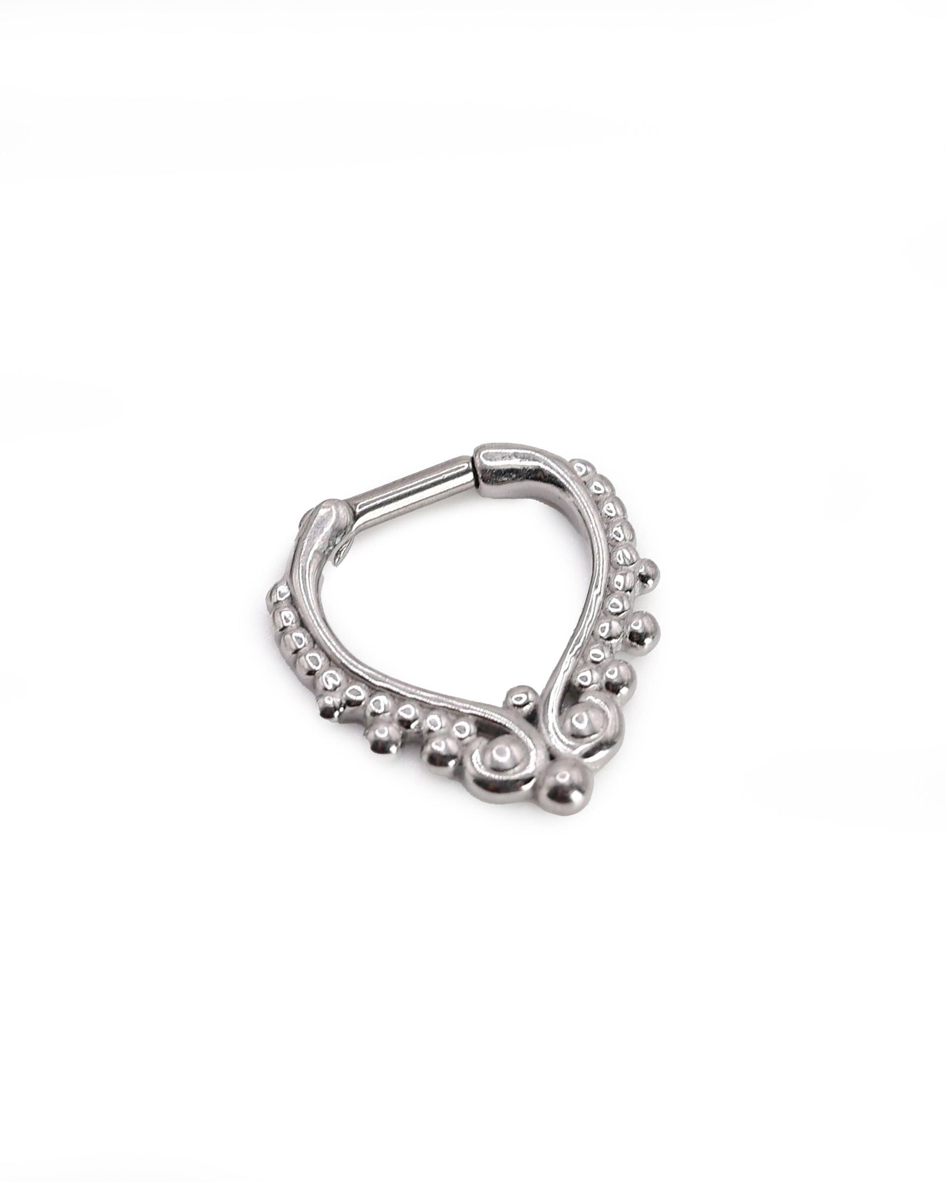 14 Gauge Septum Clicker, Unique Septum Jewelry, Silver and Gold Options, Goth Dangle Septum Ring