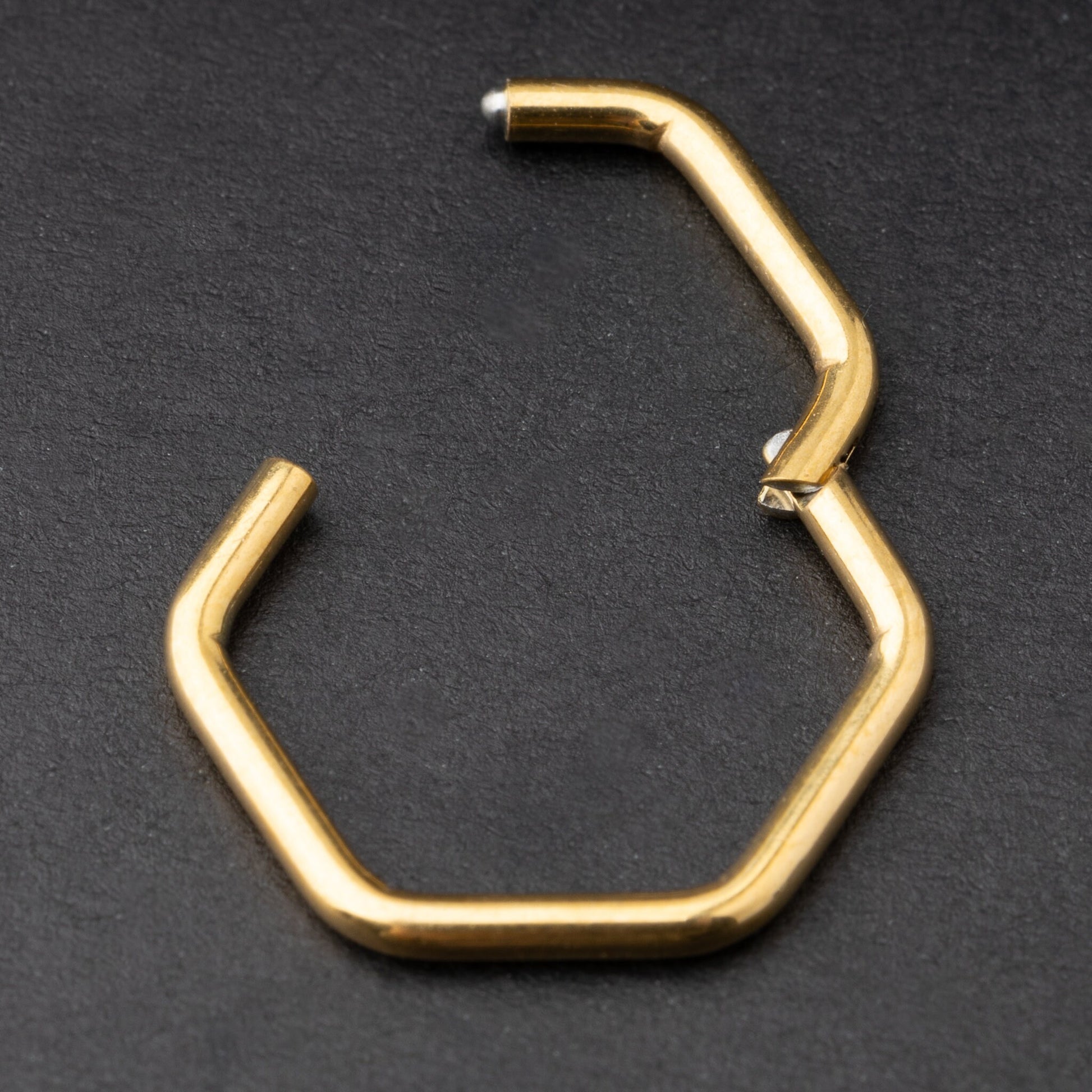 Gold Minimal Hexagon Clicker Ring, Huggie Hoop Earrings, Septum Jewelry, Daith Piercing, Septum Clicker, Nose Jewelry