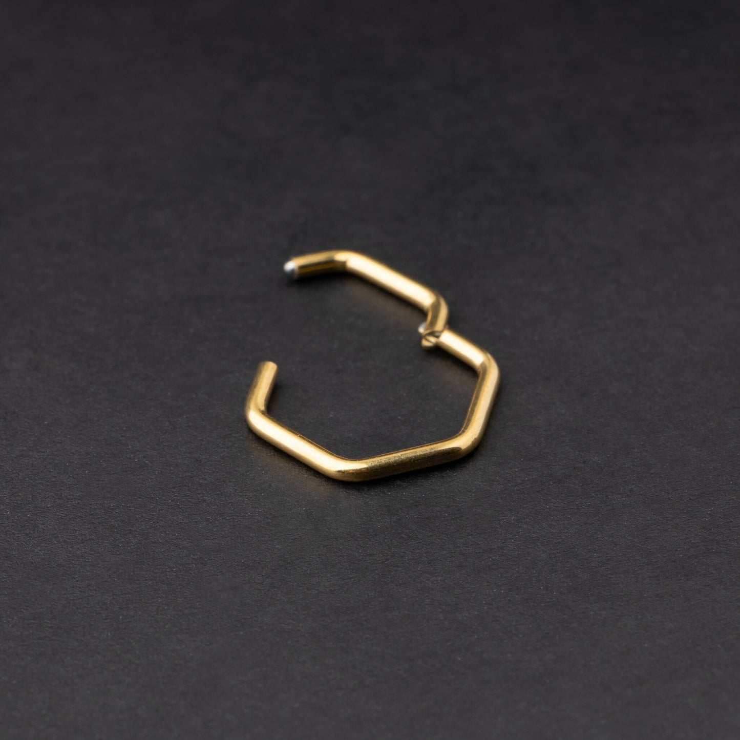 Gold Minimal Hexagon Clicker Ring, Huggie Hoop Earrings, Septum Jewelry, Daith Piercing, Septum Clicker, Nose Jewelry