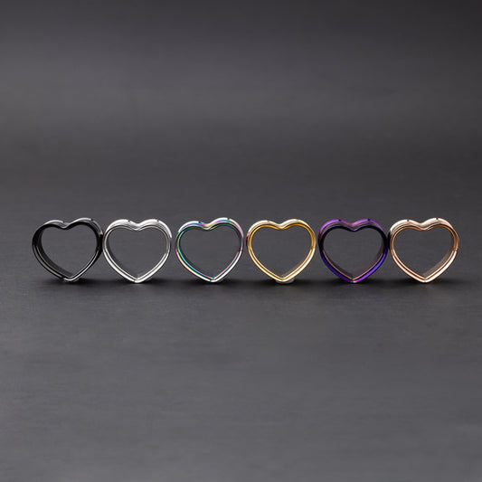 Pair of Heart Tunnels for Gauges. Plugs and Tunnels, in 0G to 1-3/16" sizes, Stretched Ears, Unique Ear Jewelry for Stretching