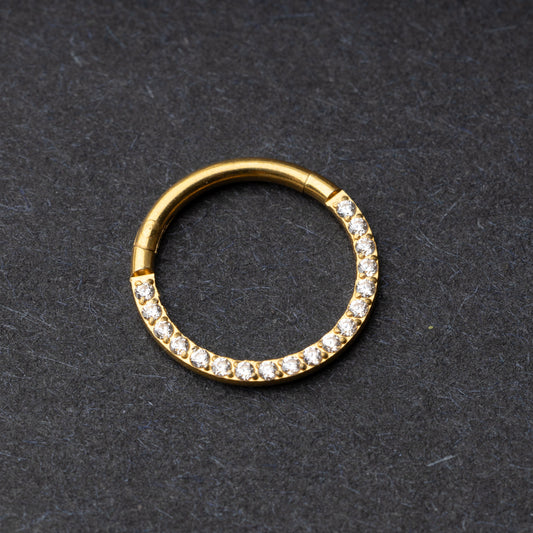 Gold Paved Septum Clicker, Dainty 10mm Septum Daith Ring, Cute & Small Hinged Clicker Hoop, Septum Jewelry, Nose Piercing, Clicker Hoop