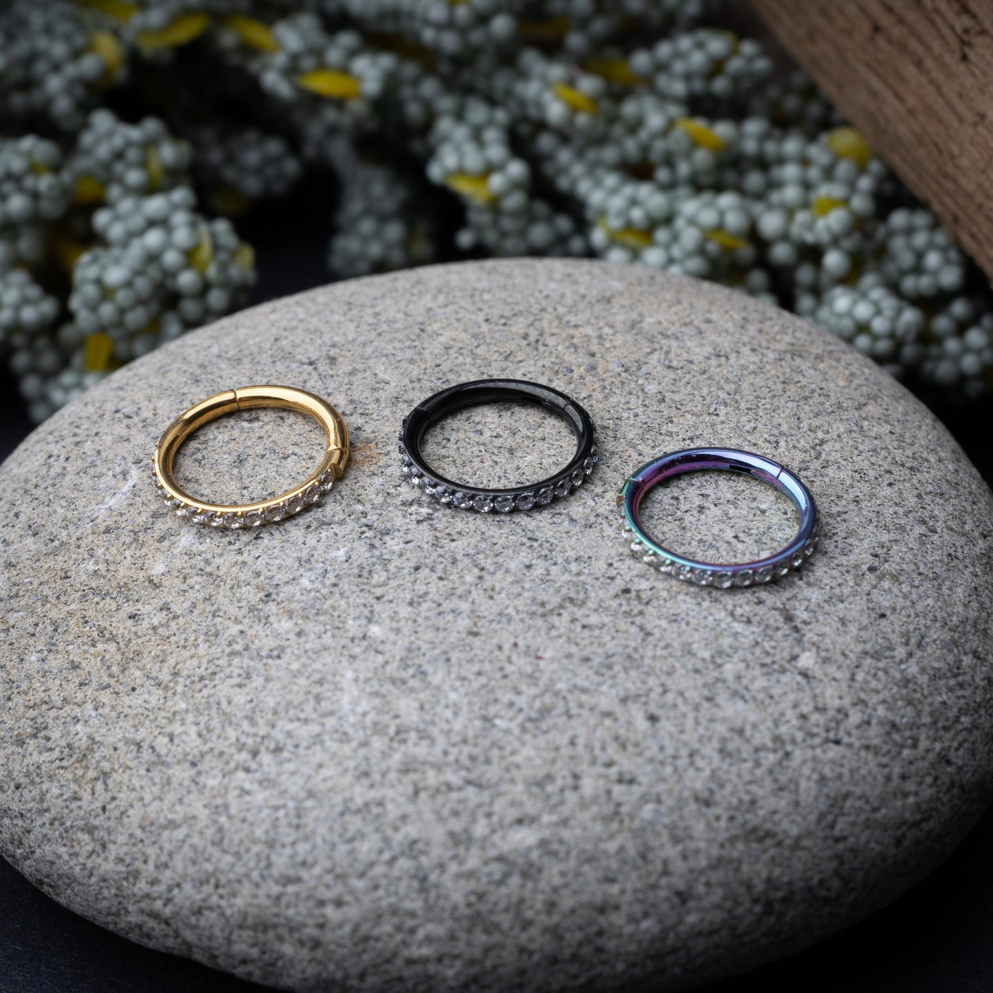 Jewelled Stainless Steel Septum Ring in all colours, Septum Clicker 16 Gauge 1.2mm hinged Segment clicker - Nose - Conch - Ear