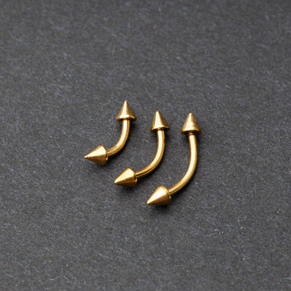 Gold Spiked Curved Barbell