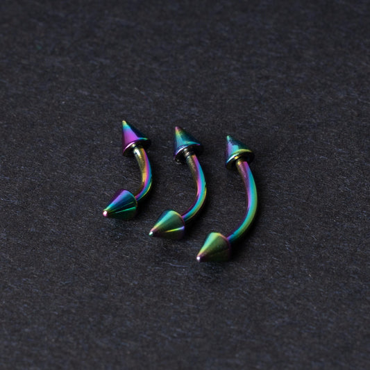 Rainbow Spiked Curved Barbell