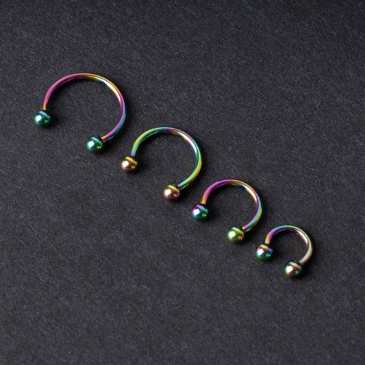 Titanium Rainbow Horseshoe Hoop