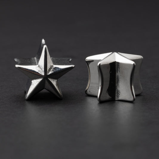 Pair of Star Plugs for Gauges. Stretched Ear Jewelry Plugs & Tunnels in Unique Designs. Alternative Jewelry. Stretched Ears.