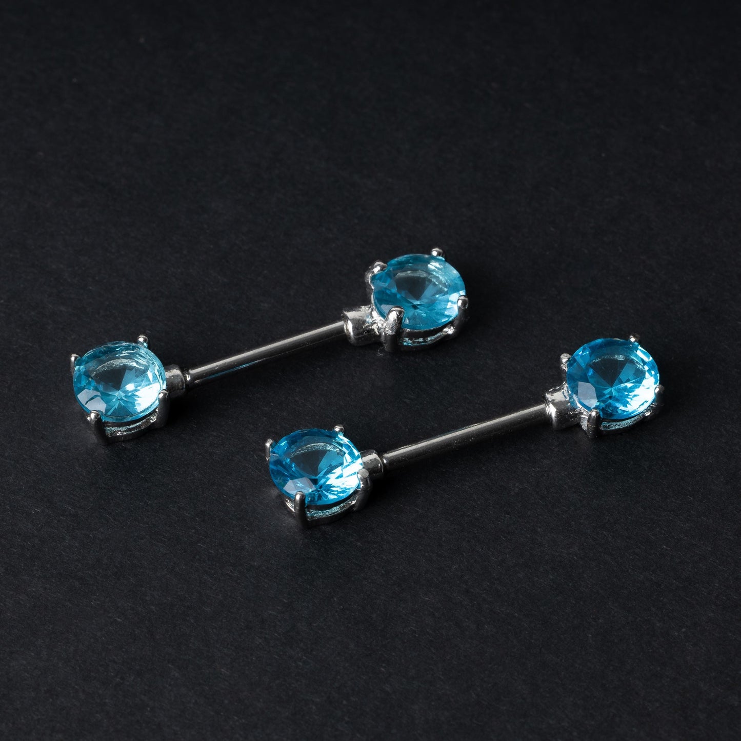 Stunning jewelled accent nipple bars in silver, rose gold and blue 316L steel Ornate Nipple Jewelry Nipple Piercing Nipple Barbell