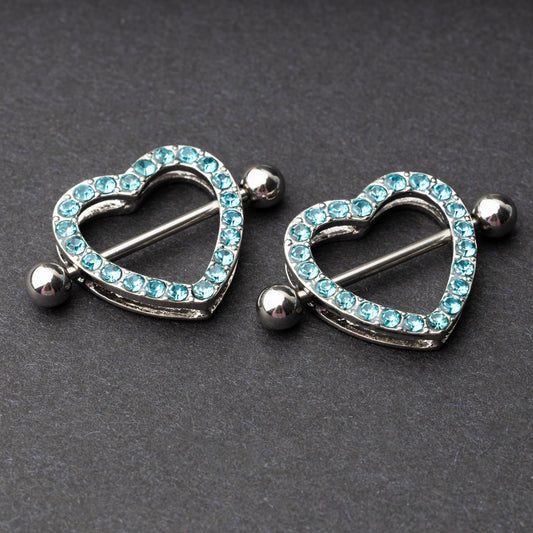 Jewelled Heart Nipple Bars