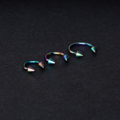 Rainbow Spiked Horseshoe Hoop