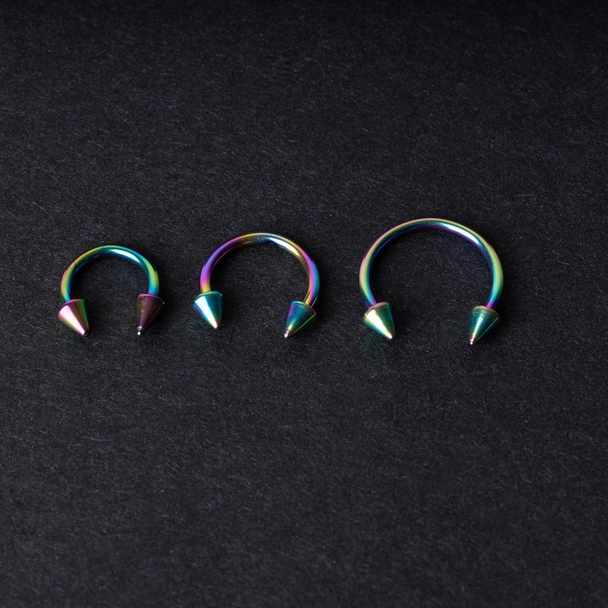 Rainbow Spiked Horseshoe Hoop