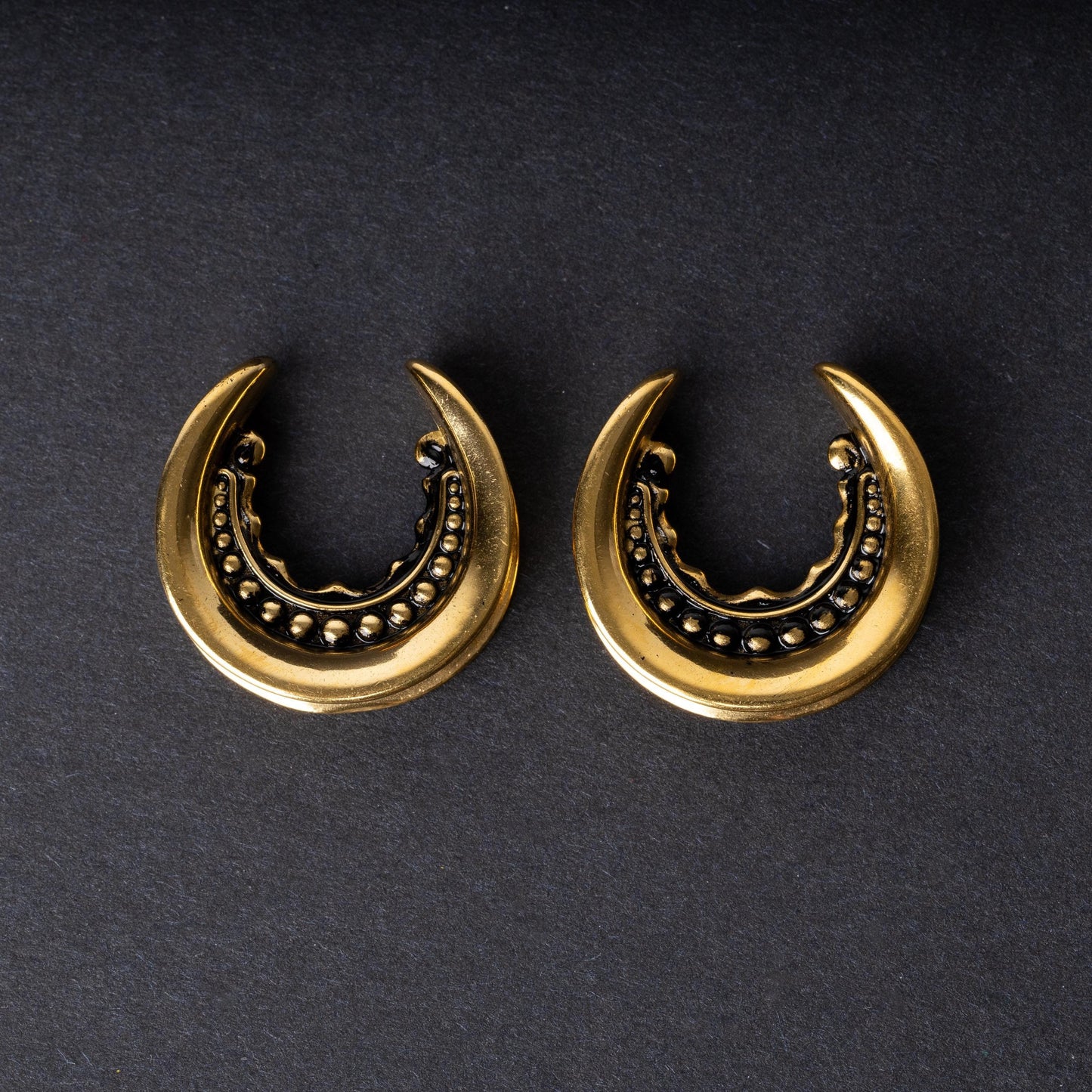 Gold Saddle Plugs for Stretched Ears, Plugs and Tunnels, Gauges, Plug and Tunnel Jewelry, Alternative Wedding Jewelry